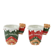 Kitchen Goods Dolomite Mug with Teddy Bear 12cm - Red/Green (2 Assorted)